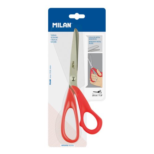 Nožnice MILAN kancelárske červené 20 cm - blister