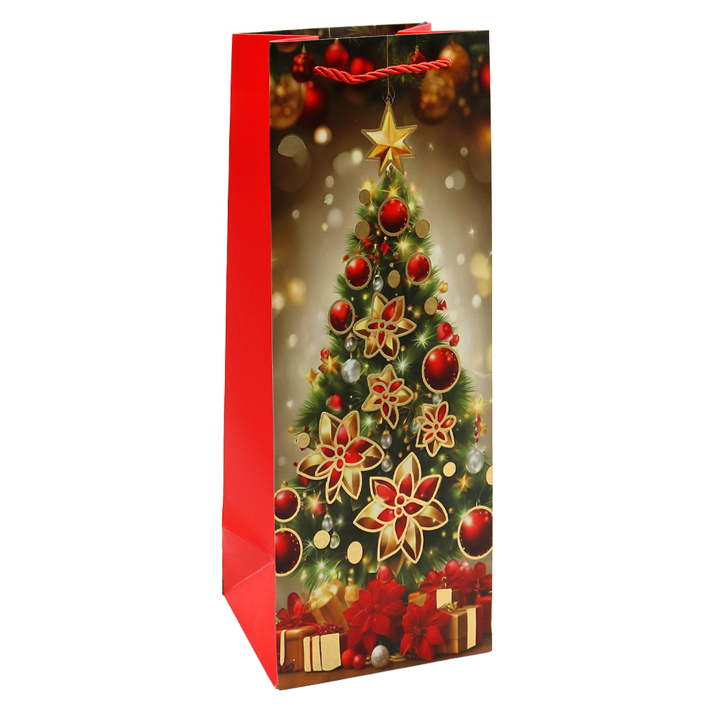 JUNIOR Darčeková taška na fľašu - vianočná 12x36x10 cm (mix /cena 1ks)