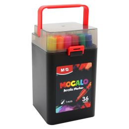 Popisovač M&G MOCALO Acrylic Marker, hrot 1 mm (sada 36 barev)