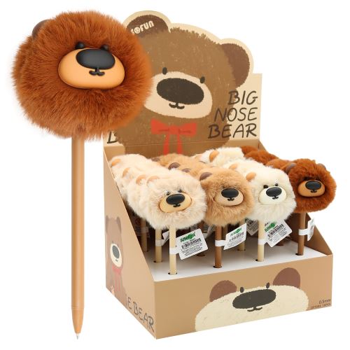 Gelové pero JUNIOR Big Nose Bear PomPom 0,7 mm medvěd - modrá náplň /1ks (1)