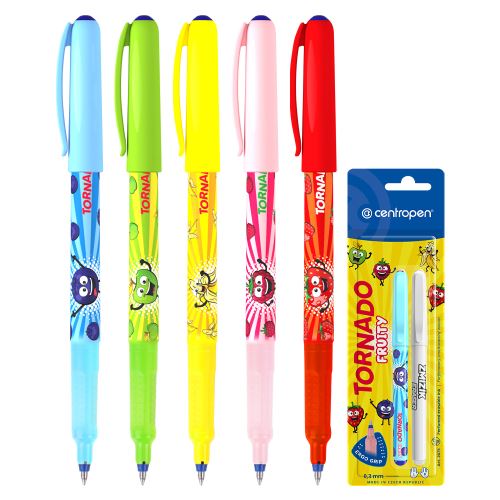Pero kuličkové CENTROPEN 2675/2 Tornado Fruity + zmizík - modrá náplň /1ks