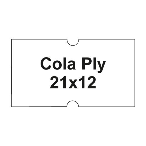 Etikety cen. COLA PLY 21x12 hranaté - 1250 etikiet/kotúčik, biele