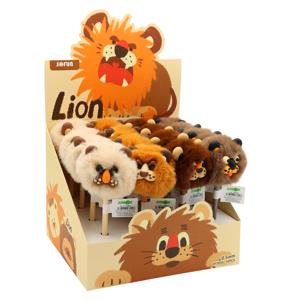 JUNIOR Pero gelové JUNIOR Lion PomPom 0,5 mm - modrá náplň (mix /cena 1ks)