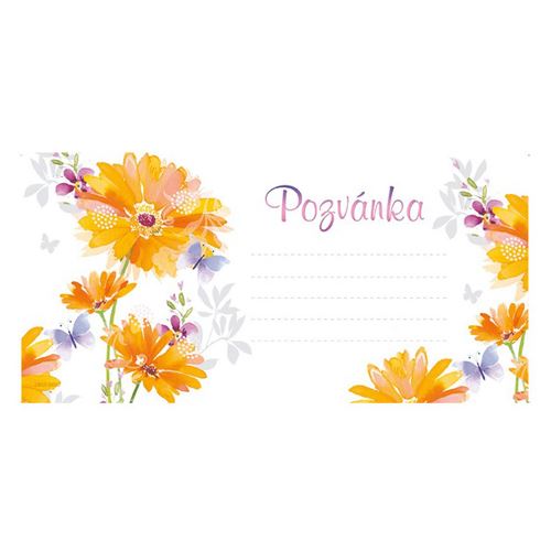 Pozvánka na párty H /2403-0007/ Summer Flowers - sada 10 ks