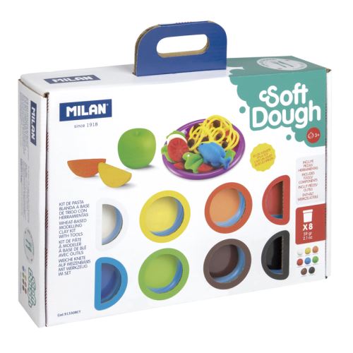 Plastelína MILAN Soft Dough sada 8 farieb + nástroje "Cooking time"