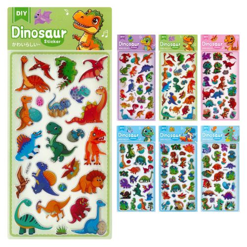 Nálepky s motivem dinosaurů 11 × 24 cm (různé vzory / cena za 1 balení)