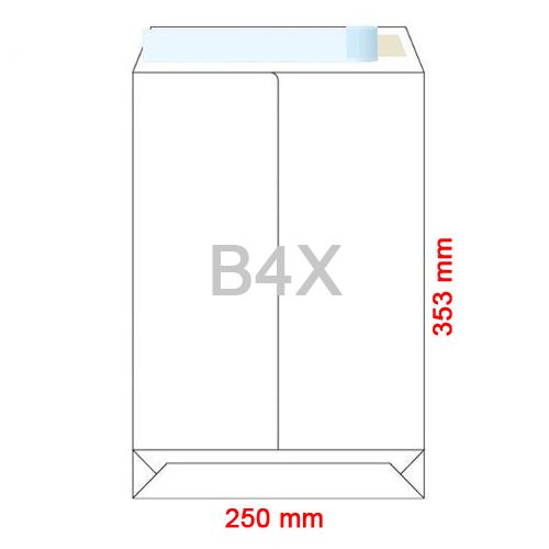 Obálky B4 X 250x353 mm dno tašky bílé, samolepicí, krycí páska (22885)