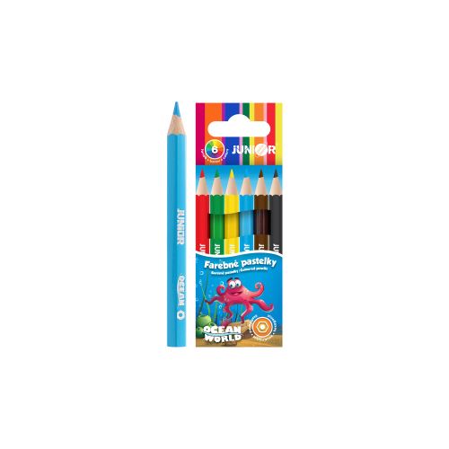 Pastelky JUNIOR Ocean World MINI šestihranné - sada 6 ks