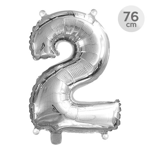 Balón narodeninový 76 cm - číslo 2, strieborný
