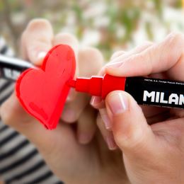 Popisovač MILAN FLUOGLASS -  růžový na okna, sklo, tabule (3)