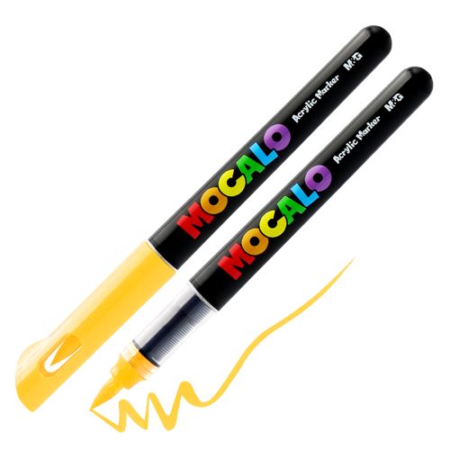 Popisovač M&G MOCALO Acrylic Marker, štětcový hrot - jasně žlutý 302
