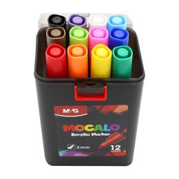 Popisovač M&G MOCALO Acrylic Marker, hrot 2 mm (sada 12 barev) (2)
