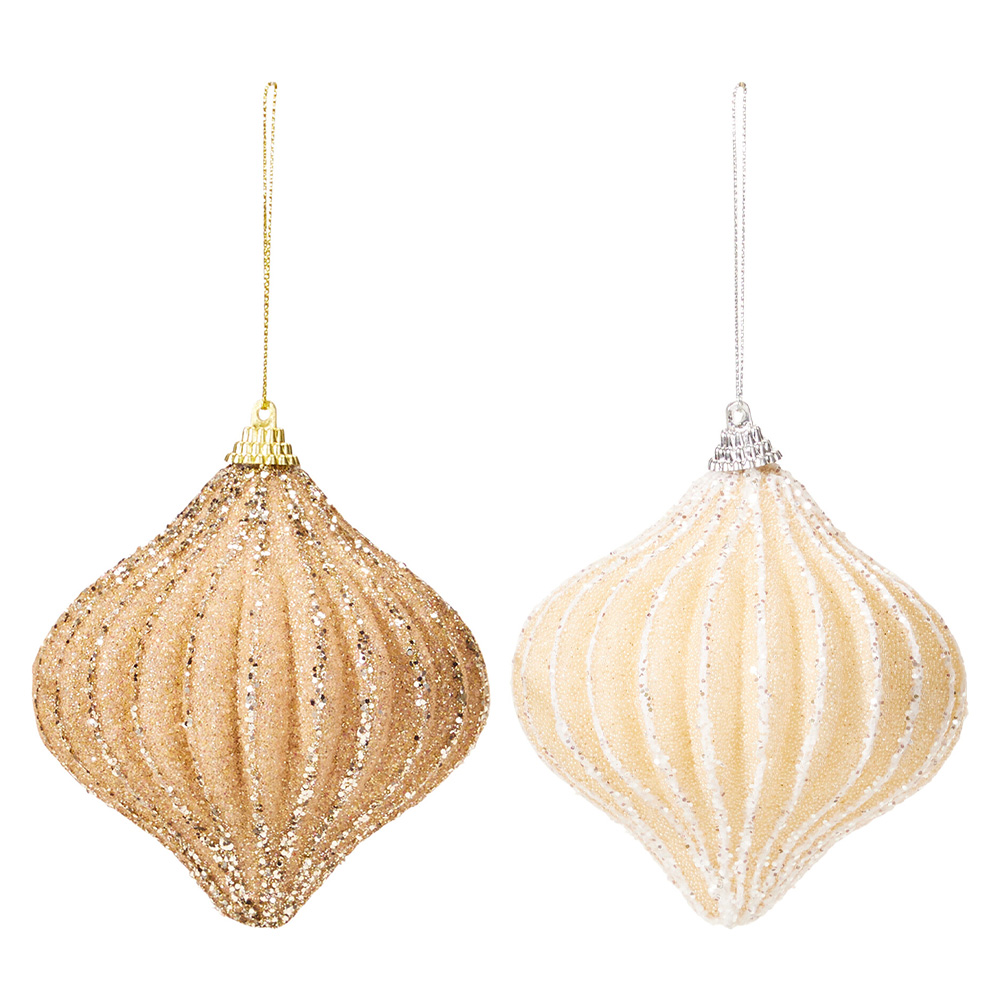 Vianočná ozdoba 10 cm pruhovaná s trblietkami /1ks