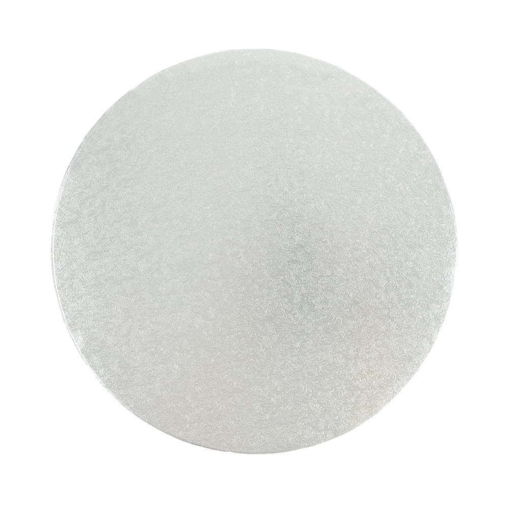 Pevný kulatý dortový podnos průměr 35 cm / tloušťka 12 mm - stříbrný
