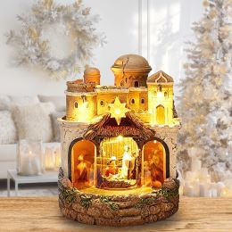 Betlém s LED světlem, otočným pozadím a zvukem 22 cm (2 varianty /cena za 1 ks) (2)