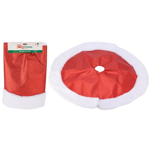 Sukně na vánoční stromek, průměr 90 cm - červená metalíza