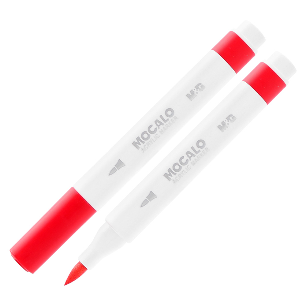Popisovač M&G MOCALO Acrylic Marker, štětcový hrot - sada 12 barev
