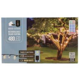 Světelný řetěz 480 LED bílá teplá se solárním panelem, délka 21 m (1)