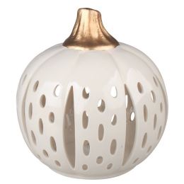 Svícen dýně porcelánová se zlatým stonkem 15 x 17 cm Svícen dýně porcelánová se zlatým stonkem 15 x 17 cm