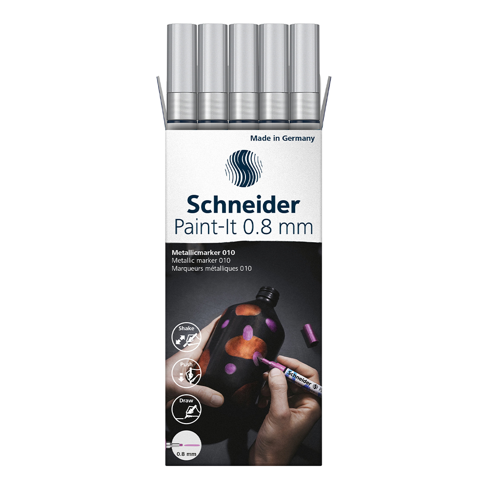 Popisovač Schneider Paint-It 010 hrot 0.8 mm - metalická stříbrná