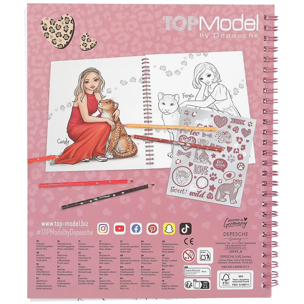 Kreativní omalovánka Top Model se samolepkami - Fergie a Candy s leopardem