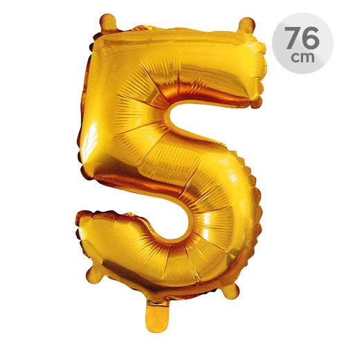 Balón narodeninový 76 cm - číslo 5, zlatý