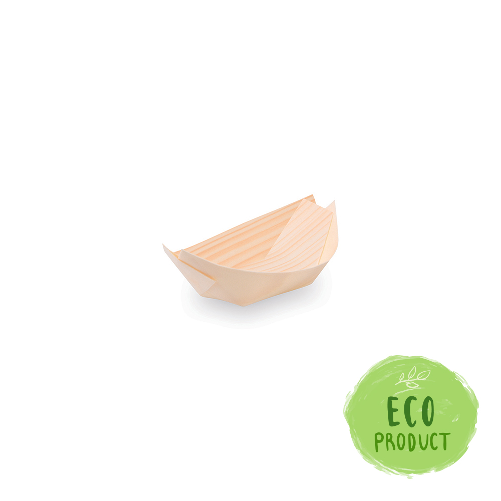 Fingerfood miska dřevěná, lodička 9 x 6 cm (100 ks v bal.) 90x60 mm