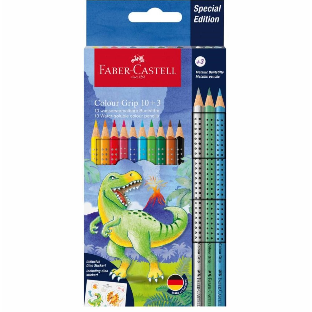 Sada pastelek Faber-Castell Colour Grip 10+3 metalické - Dino