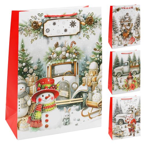 Dárková taška vánoční 40x30x12 cm (mix 4 designů - /cena za 1 ks)