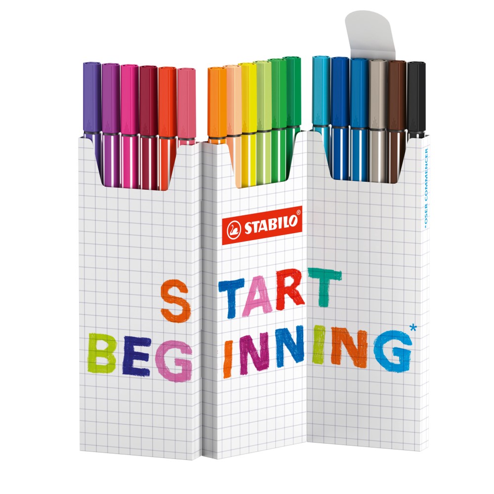 STABILO Prémiový vláknový fix - STABILO Pen 68 - 18 ks Zick-Zack deskset - 18 různých barev