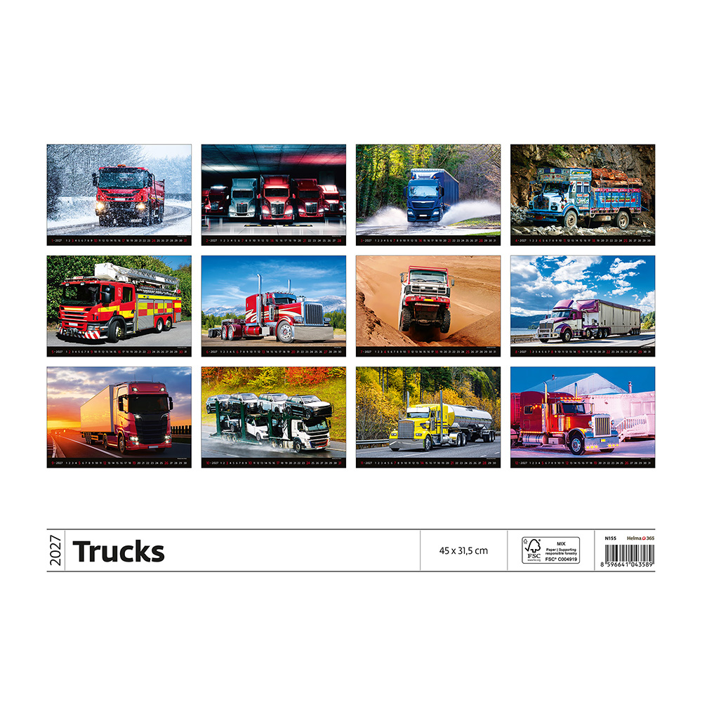 Helma 365 Nástenný kalendár 2027 Trucks