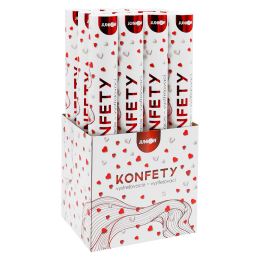 Střílející konfety - trubka 40 cm, bílá a červená papírová srdce (2)