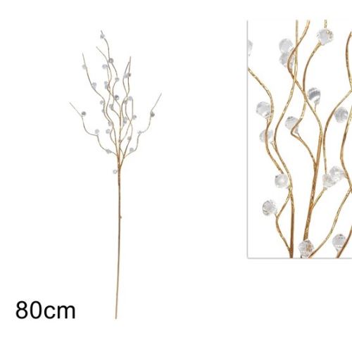 Vánoční větvička 80 cm s akrylovými kamínky