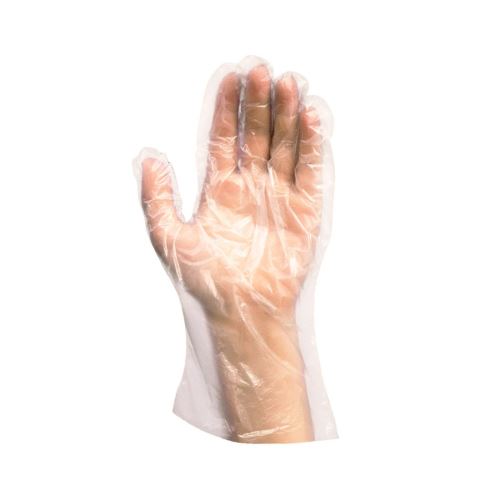 Rukavice (HDPE) jednorázová transparentní `L` v boxu [500 ks]