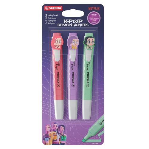 Zvýrazňovač STABILO swing cool HUNTRIX (Rumi, Mira, Zoey) blister 3 ks (8)