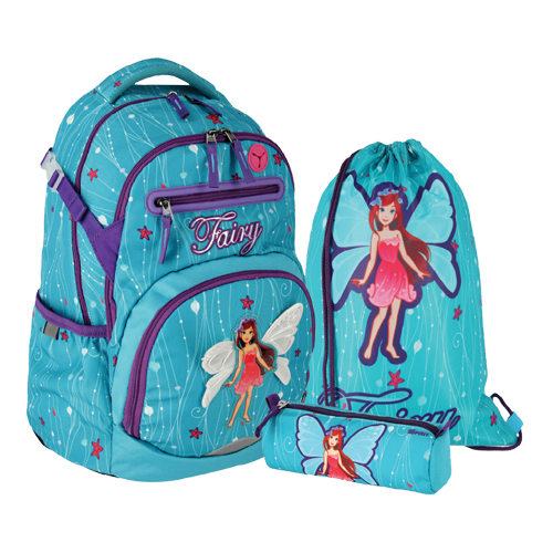 Školní batoh - 3-dílný set ZERO - Fairy vonkajšie 31 x 22 x 42 cm (šírka x hĺbka x výška)