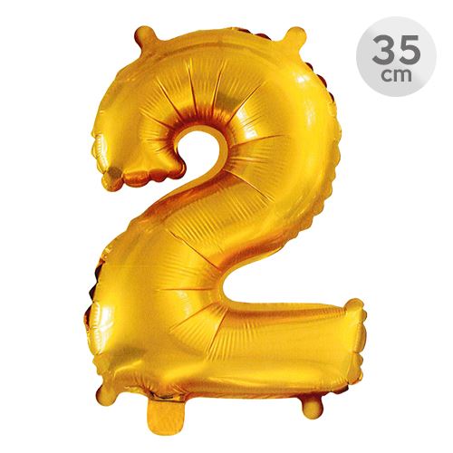 Balón narodeninový 35 cm - číslo 2, zlatý