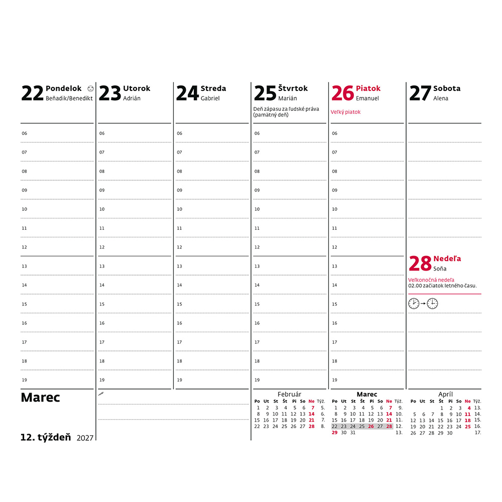 Helma 365 Stolový kalendár 2027 Pracovný MINI