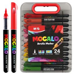 M&amp;G MOCALO Akrylový popisovač, štětcový hrot - sada 24 barev