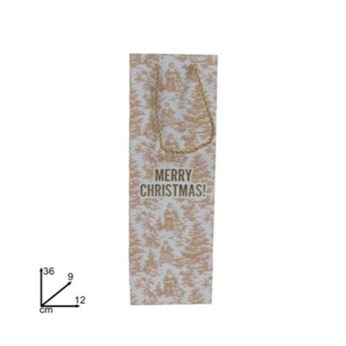 Dárková taška Merry Christmas na láhev 36x12x9 cm