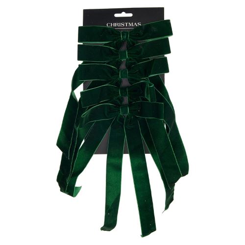 Mašľa zamatová 29 cm zelená, sada 5 ks