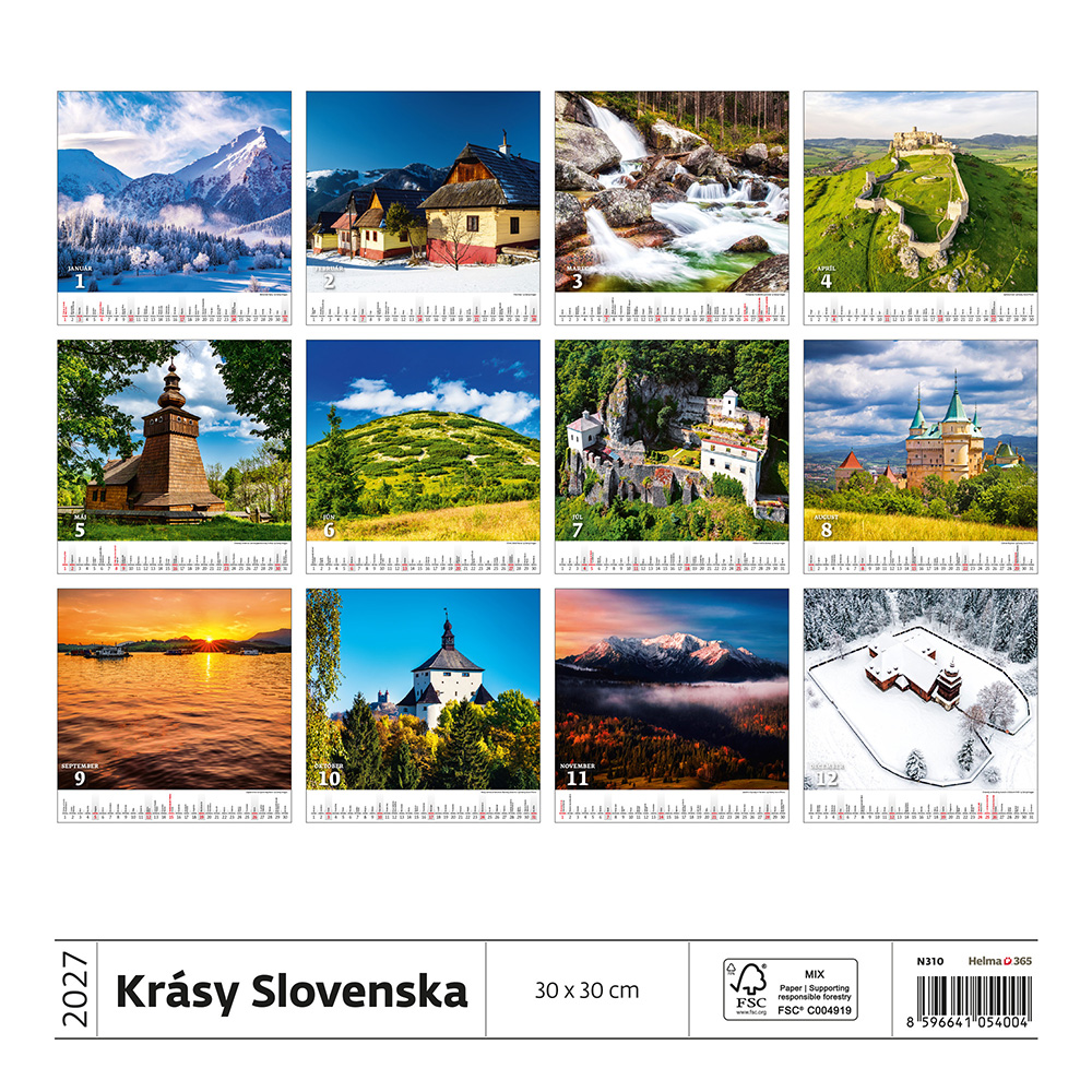 Helma 365 Nástenný kalendár 2027 Krásy Slovenska