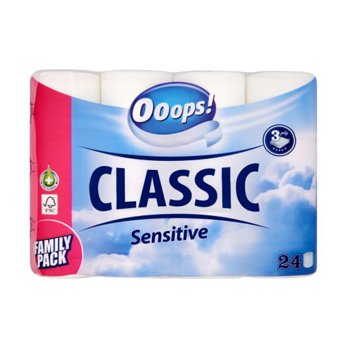 Toaletní papír Ooops! Classic Sensitive 3-vrstvý, 24 ks / bal