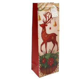 Dárková taška vánoční na láhev 36x12x9 cm, mix / 1ks (3)