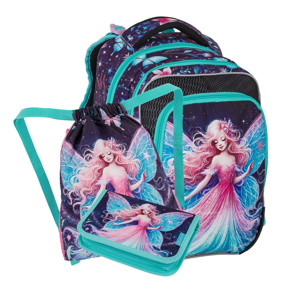 Sada školní batoh BagMaster Beta 26 A + Penál + Kapsa - Víla