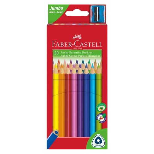 Pastelky Faber-Castell Grip Junior Jumbo, sada 20 ks + ořezávatko