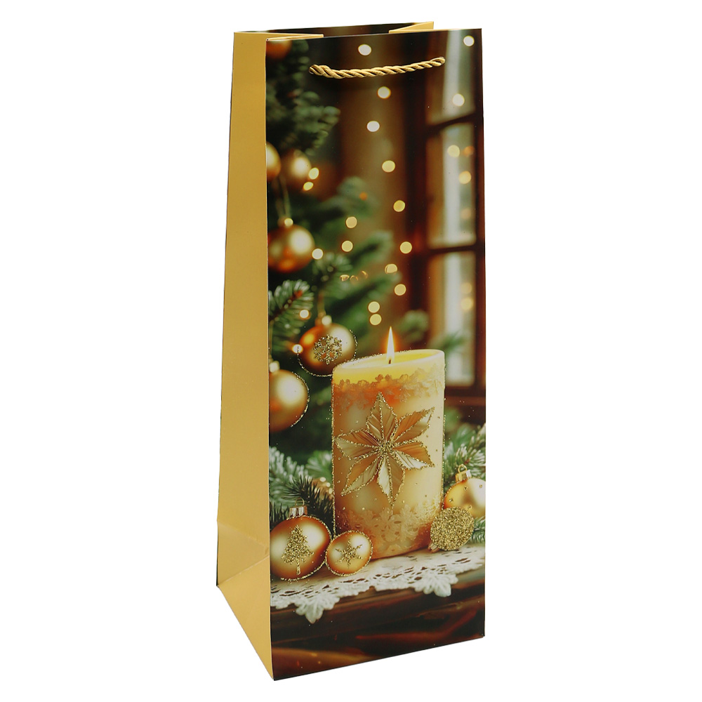 Darčeková taška na fľašu - vianočná 12x36x10 cm (mix /cena 1ks)