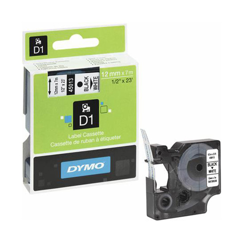 Štítkovací kazeta, 12 mm x 7 m, DYMO "D1", černá-bílá Male kancelárske zariadenia