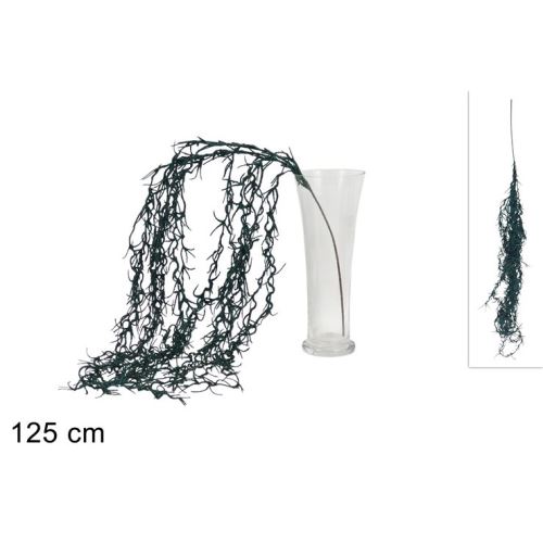 Vánoční větvička glitrovaná 125 cm, tmavě zelená