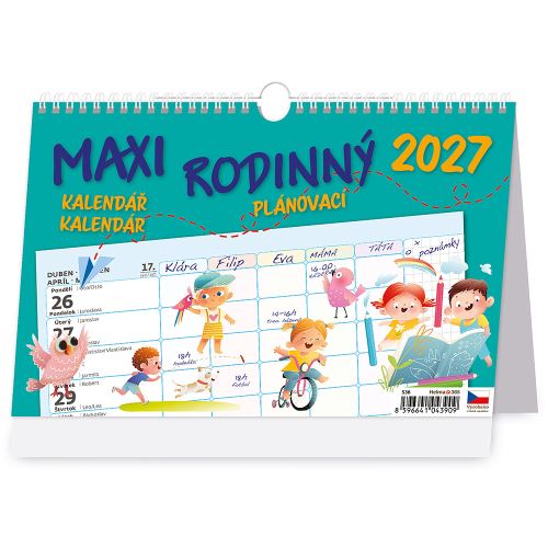 Stolní kalendář 2027 MAXI RODINNÝ plánovací kalendář